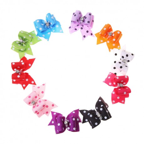 10pcs Pet Cat Dog Small Puppy Pet Dog Rhinestone Hairpin Hair Bow Rubber