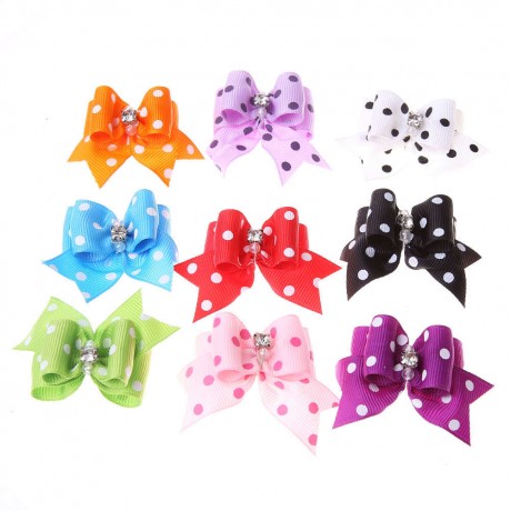 10pcs Pet Cat Dog Small Puppy Pet Dog Rhinestone Hairpin Hair Bow Rubber