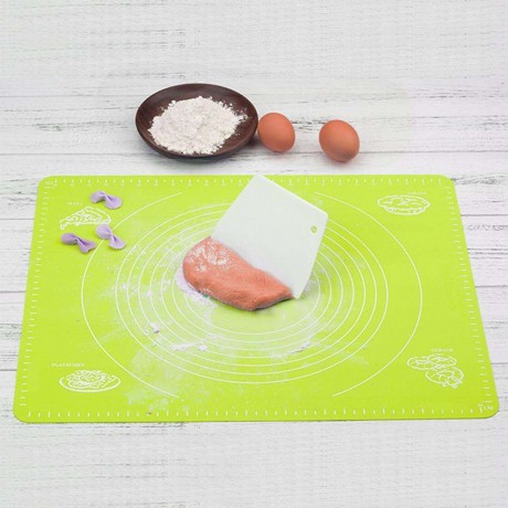 Silicone Flour Rolling Mat Table Non-Slip Placemats Cookie Baking Pad(Green