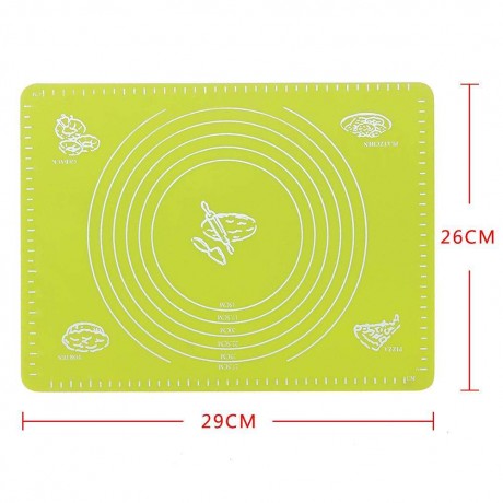 Silicone Flour Rolling Mat Table Non-Slip Placemats Cookie Baking Pad(Green