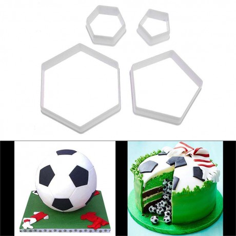 4pcs Football Craft Fondant Cake Mold Chocolate Mould DIY Baking Decor Tool