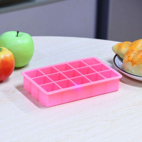 15 Hole DIY Square Silicone Ice Cube Mold Fruit Cake Tray Baking Tool(Pink