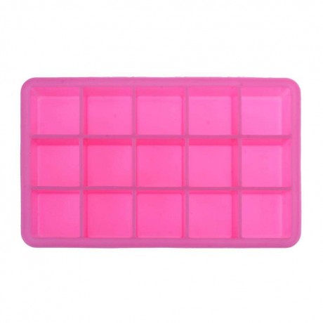 15 Hole DIY Square Silicone Ice Cube Mold Fruit Cake Tray Baking Tool(Pink