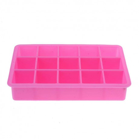 15 Hole DIY Square Silicone Ice Cube Mold Fruit Cake Tray Baking Tool(Pink