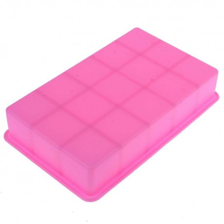 15 Hole DIY Square Silicone Ice Cube Mold Fruit Cake Tray Baking Tool(Pink