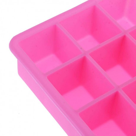 15 Hole DIY Square Silicone Ice Cube Mold Fruit Cake Tray Baking Tool(Pink