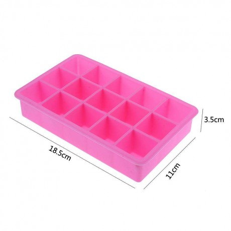 15 Hole DIY Square Silicone Ice Cube Mold Fruit Cake Tray Baking Tool(Pink