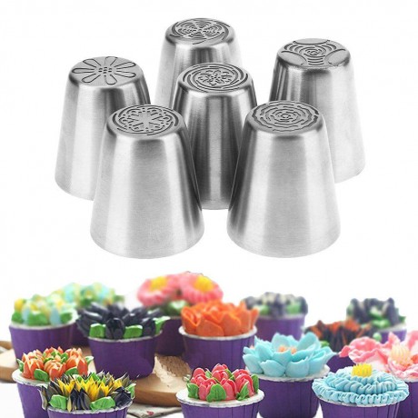 6pcs Stainless Steel Cake Fondant Embossed Nozzles DIY Home Baking Tool