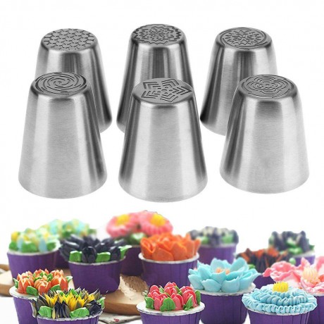 6pcs Stainless Steel Cake Fondant Embossed Nozzles DIY Cupcake Baking Tool