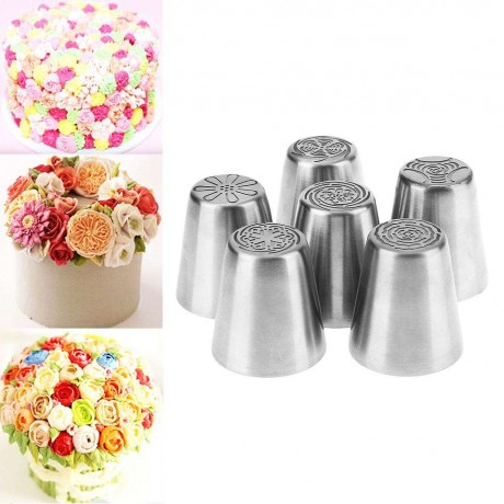 6pcs Stainless Steel Cake Fondant Embossed Nozzles DIY Cupcake Baking Tool