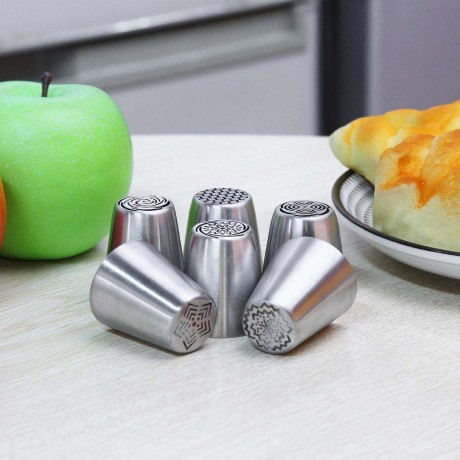 6pcs Stainless Steel Cake Fondant Embossed Nozzles DIY Cupcake Baking Tool