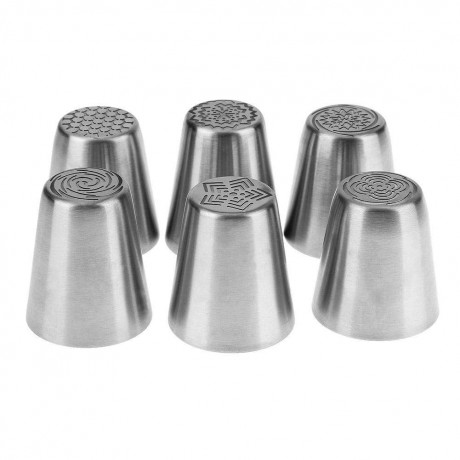 6pcs Stainless Steel Cake Fondant Embossed Nozzles DIY Cupcake Baking Tool