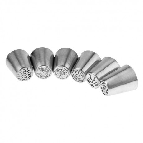 6pcs Stainless Steel Cake Fondant Embossed Nozzles DIY Cupcake Baking Tool