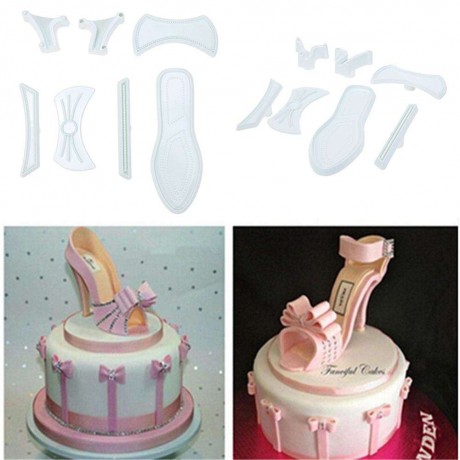 7pcs High Heel Cake Embossed Mold DIY Plastic Fondant Mould Baking Tool