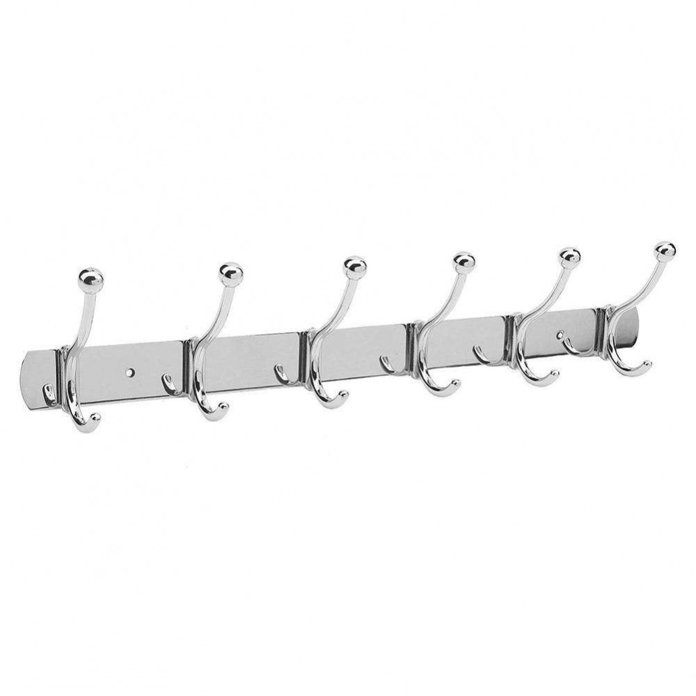 6 Racks Stainless Steel Clothes Hat Storage Hook Shelf Wall Mounted Hanger