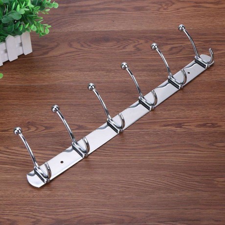 6 Racks Stainless Steel Clothes Hat Storage Hook Shelf Wall Mounted Hanger