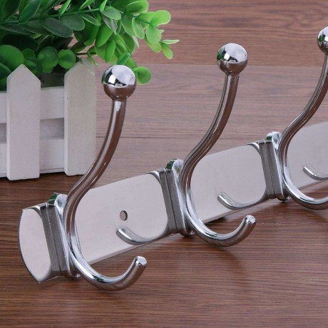 6 Racks Stainless Steel Clothes Hat Storage Hook Shelf Wall Mounted Hanger