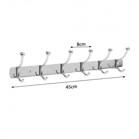 6 Racks Stainless Steel Clothes Hat Storage Hook Shelf Wall Mounted Hanger