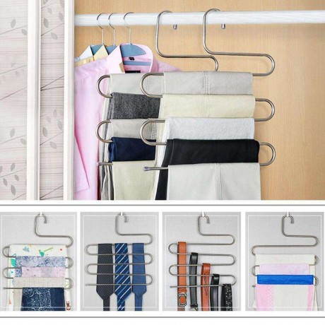 Stainless Steel Pants Trousers Hanger Clothes Rack Closet Holder Organizer