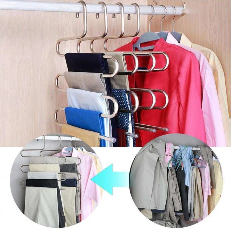 Stainless Steel Pants Trousers Hanger Clothes Rack Closet Holder Organizer