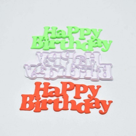 Happy Birthday Cake Mold DIY Sugarcraft Fondant Cutter Mould Baking Tool