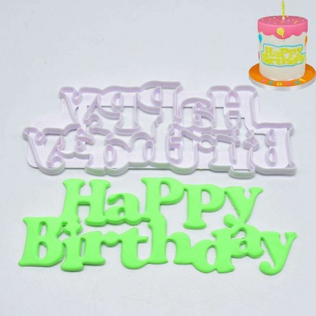 Happy Birthday Cake Mold DIY Sugarcraft Fondant Cutter Mould Baking Tool