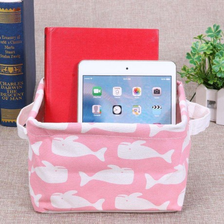 Cotton Linen Desktop Toy Storage Box Makeup Holder Organizer Debris Basket