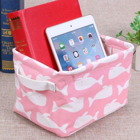 Cotton Linen Desktop Toy Storage Box Makeup Holder Organizer Debris Basket