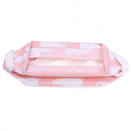 Fold Cotton Linen Desktop Sundries Storage Basket Home Organizer(Pink Bear