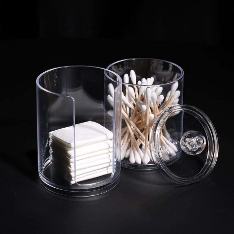 Two-Layer Plastic Portable Round Container Cotton Bud Storage Box Case