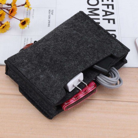 Felt Storage Bag Multifunction Phone Earphone Holder Organizer Travel Pouch