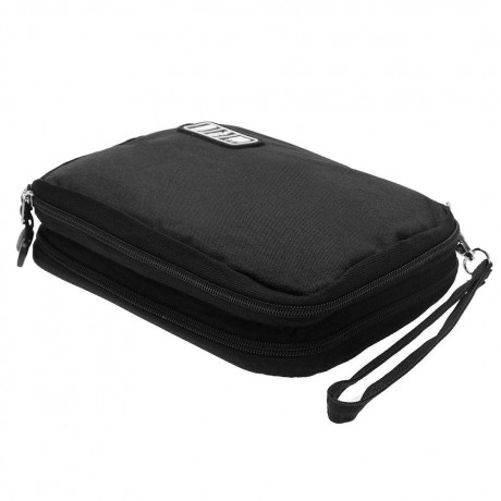 Waterproof Double Layer Cable Storage Bag Data Line Case Pouch(Black/S)