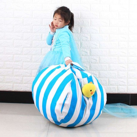 Stuffed Animal Storage Bean Bag Stripe Chair Clothes Plush Toy Organizer/S