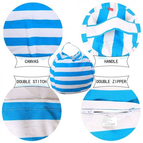 Stuffed Animal Storage Bean Bag Stripe Chair Clothes Plush Toy Organizer/S