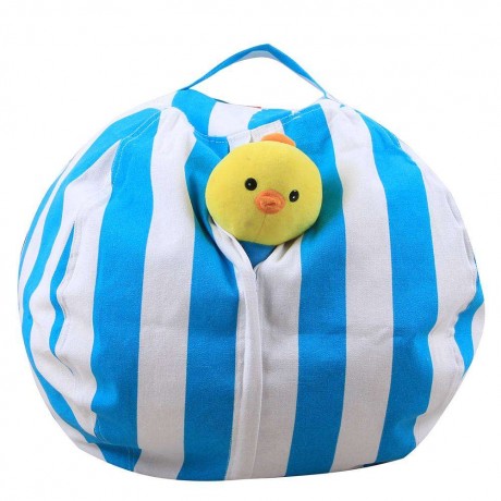 Stuffed Animal Storage Bean Bag Stripe Chair Clothes Plush Toy Organizer/S