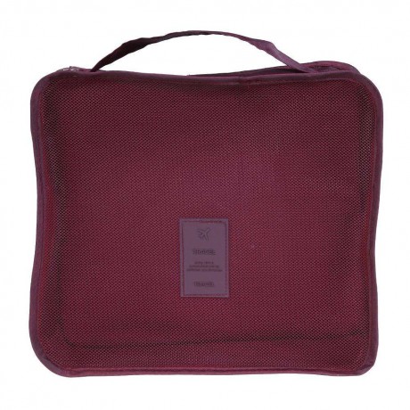 6pcs Travel Storage Bag Suitcase Clothes Organizer Tidy Container(Wine Red)