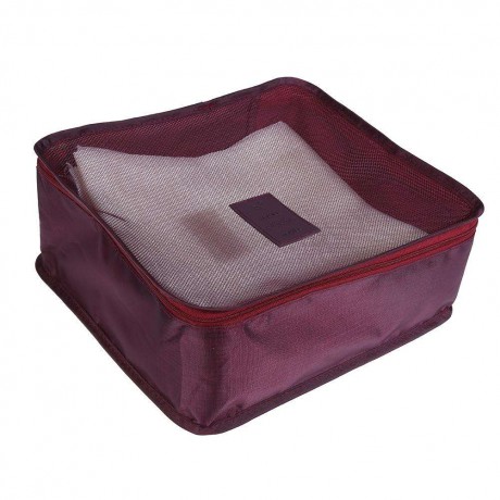 6pcs Travel Storage Bag Suitcase Clothes Organizer Tidy Container(Wine Red)