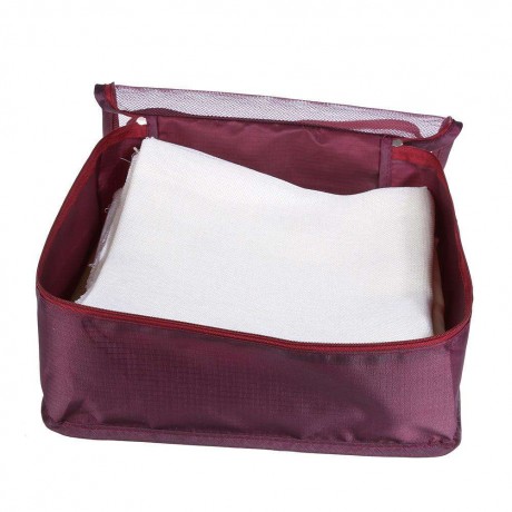 6pcs Travel Storage Bag Suitcase Clothes Organizer Tidy Container(Wine Red)