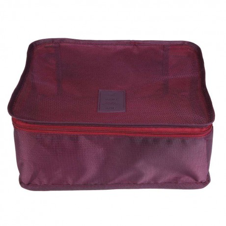 6pcs Travel Storage Bag Suitcase Clothes Organizer Tidy Container(Wine Red)