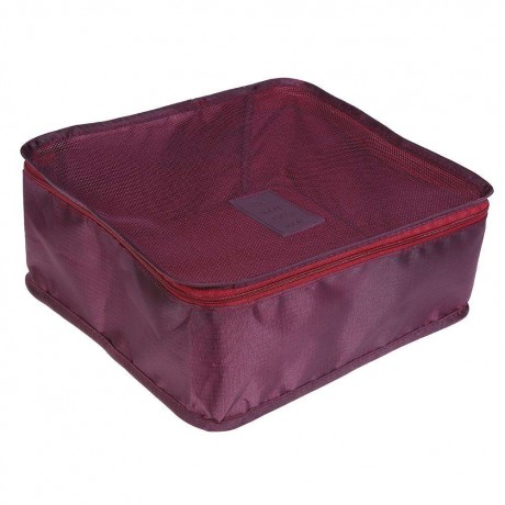 6pcs Travel Storage Bag Suitcase Clothes Organizer Tidy Container(Wine Red)