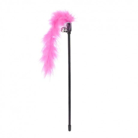 Pet Teaser Feathers Bell Stick Cats Catcher Interactive Wand Toys (Pink)