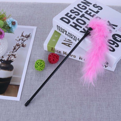 Pet Teaser Feathers Bell Stick Cats Catcher Interactive Wand Toys (Pink)