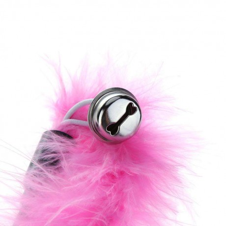 Pet Teaser Feathers Bell Stick Cats Catcher Interactive Wand Toys (Pink)