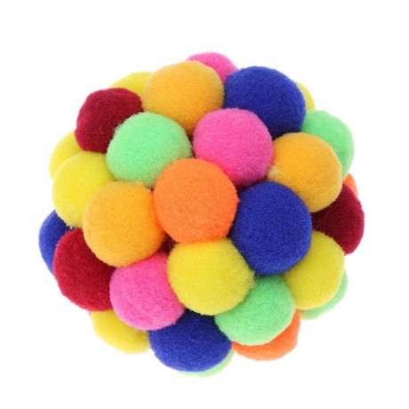 Built-in Catnip Cat Colorful Bell Bouncy Ball Pet Interactive Catch Toy (S)