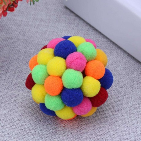 Built-in Catnip Cat Colorful Bell Bouncy Ball Pet Interactive Catch Toy (S)