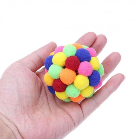 Built-in Catnip Cat Colorful Bell Bouncy Ball Pet Interactive Catch Toy (S)