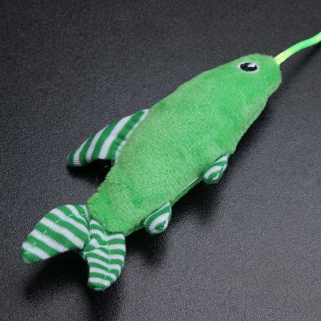 Pets Teasing Fish Rod Cat Scratch Play Training Wand Interactive Toy (Green