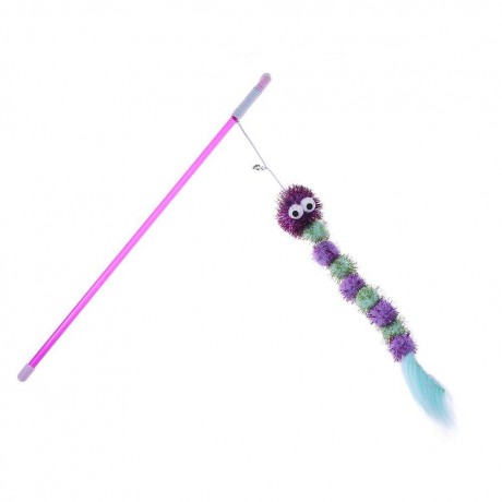 Glitter Insect Pets Teasing Rod Cats Scratch Wand Interactive Toys (Purple)