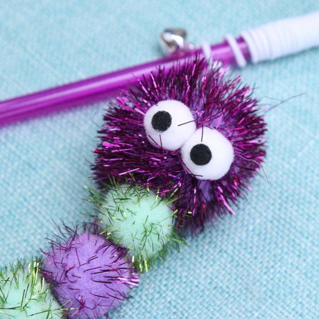 Glitter Insect Pets Teasing Rod Cats Scratch Wand Interactive Toys (Purple)