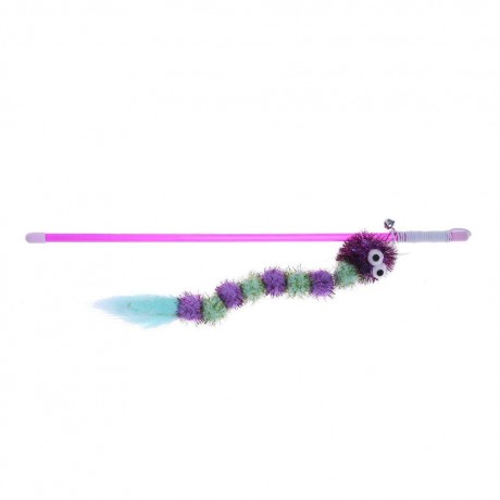 Glitter Insect Pets Teasing Rod Cats Scratch Wand Interactive Toys (Purple)